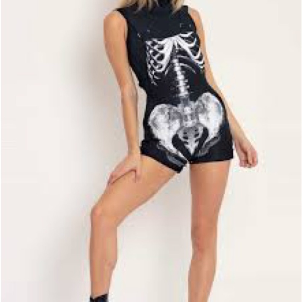 Blackmilk Black and White Skeleton Jumpsuit